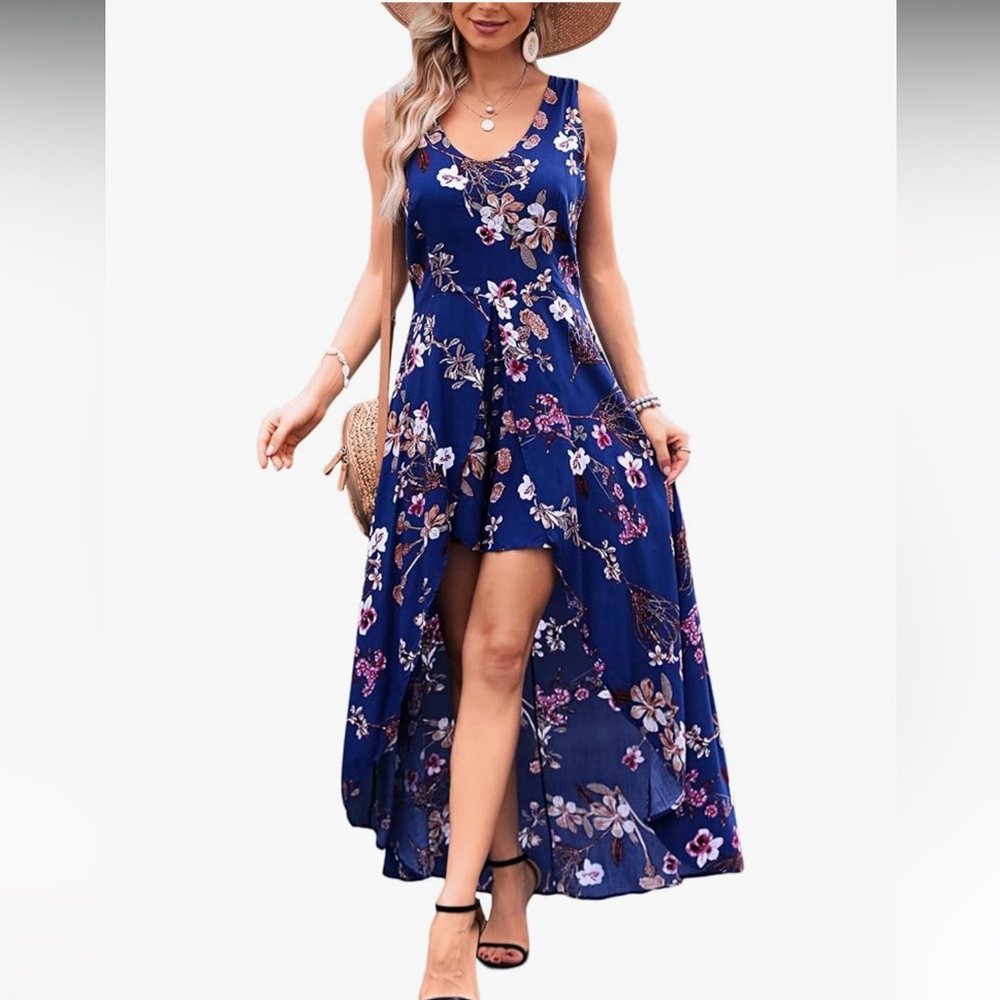 Floral Romper/Maxi High Low Dress
